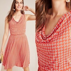Anthropologie Maeve Floral Coral Dress